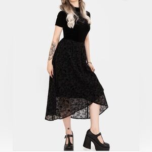 NWT Disturbia Faustina Flocked Chiffon Mock Wrap Midaxi Skirt Sz 6 Goth Witchy